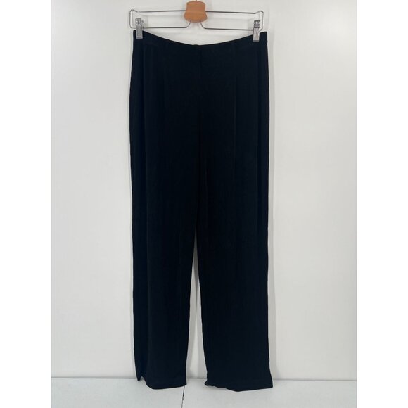 Chico's Travelers 2 US L Pull On Straight Leg Stretch Slinky Black Pants - Picture 1 of 10